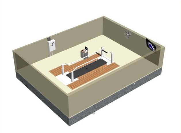 3D image of an  EquiGym High Speed Treadmill in a virtual room